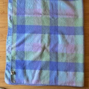 SOLD SOLD L.L. Bean vintage Plaid Blue Green Purple Pink Wool washable Blanket